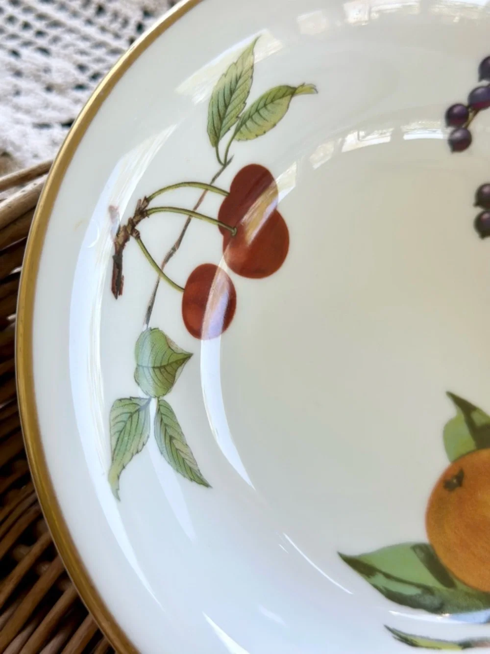 2 Vintage Royal Worcester Evesham Oranges Cereal Bowls Set England Gold Trim